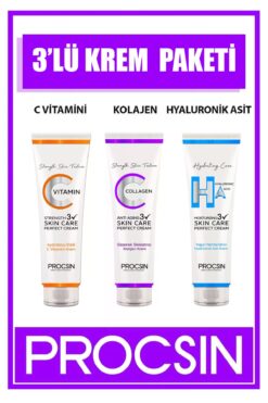 PROCSIN 3'lü Krem Paketi - C Vitamini Krem, Kolajen Krem, Hyaluronik Asit Krem