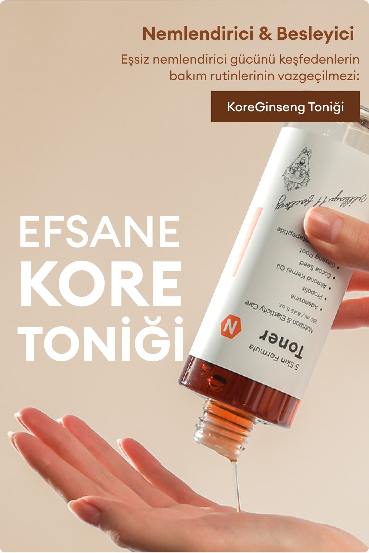 Village 11 Factory N Skin Formula Toner - Nem Bombası, Besleyici, Dolgunlaştırıcı Ginseng Adenozin Propolis Tonik 250ml - Görsel 2