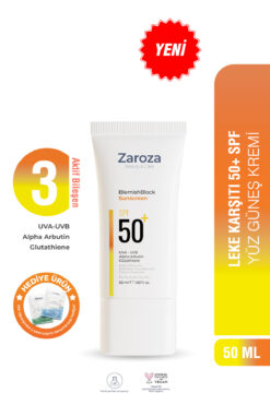 ZAROZA Yüz Güneş Kremi (50 Faktör) - Leke Karşıtı ve Aydınlatıcı - Arbutin + Glulatyon UVA UVB SPF50+