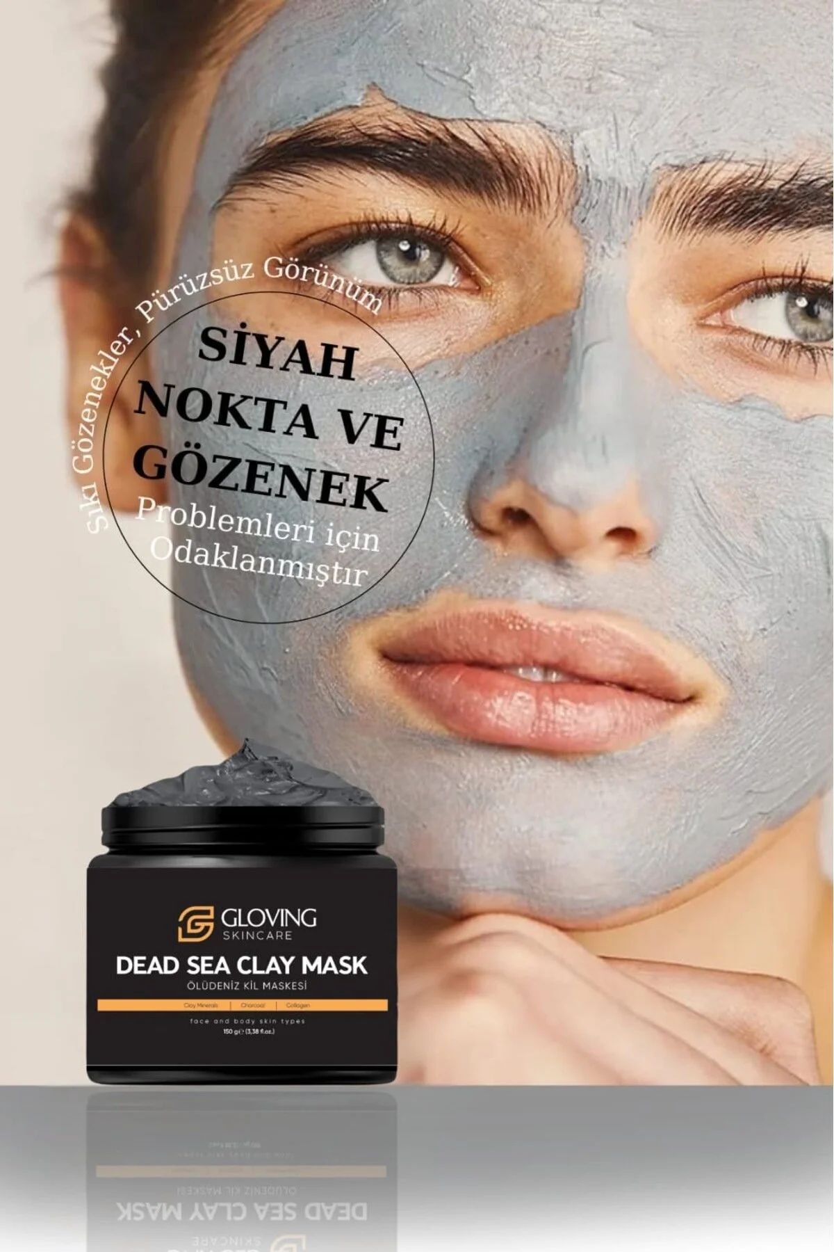 Glowingskıncare Gözenek Sıkılaştırıcı Yaşlanma Ve Siyah Nokta Leke,giderici Kolajen Ölüdeniz Kil Maskesi150 gr