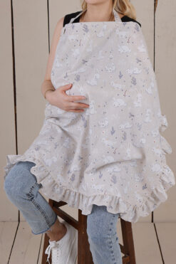 JUNİPERUS Fırfırlı Organik Tavşanlı Balenli Çok Amaçlı Emzirme Örtüsü