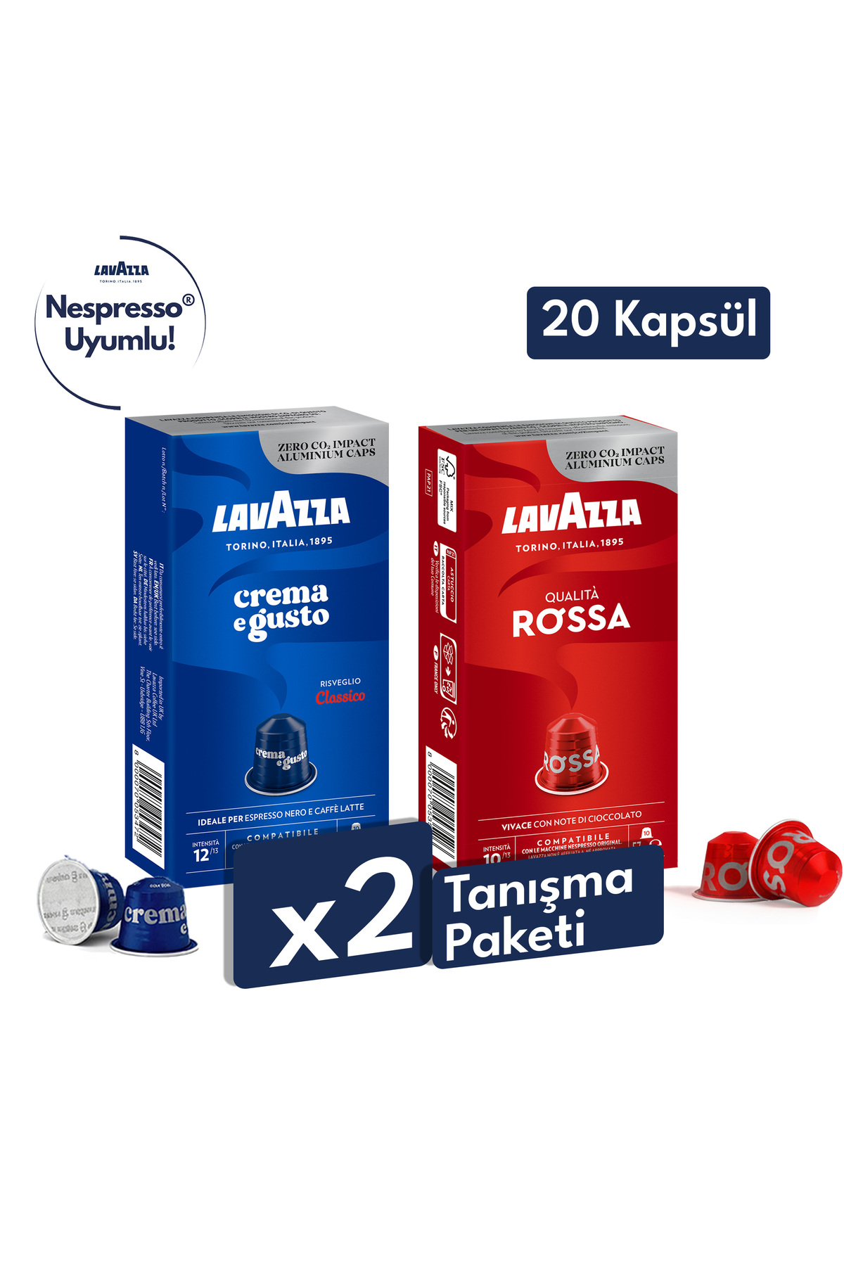 LavAzza Qualità Rossa 57gr + Crema e Gusto 56gr Nespresso® Uyumlu Alüminyum Kapsül 2'Li Paket