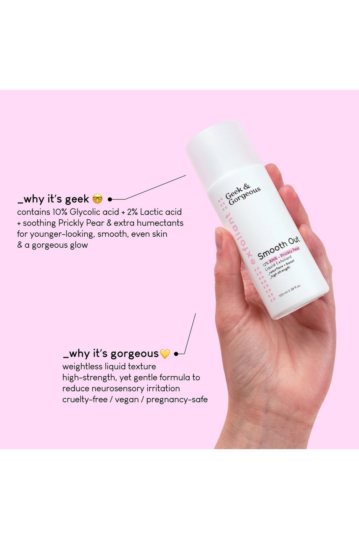 GEEK & GORGEOUS Smooth Out %10 Glikolik Asit & %2 Laktik Asit AHA Peeling Tonik – Yaşlanma ve Leke Karşıtı - Görsel 2