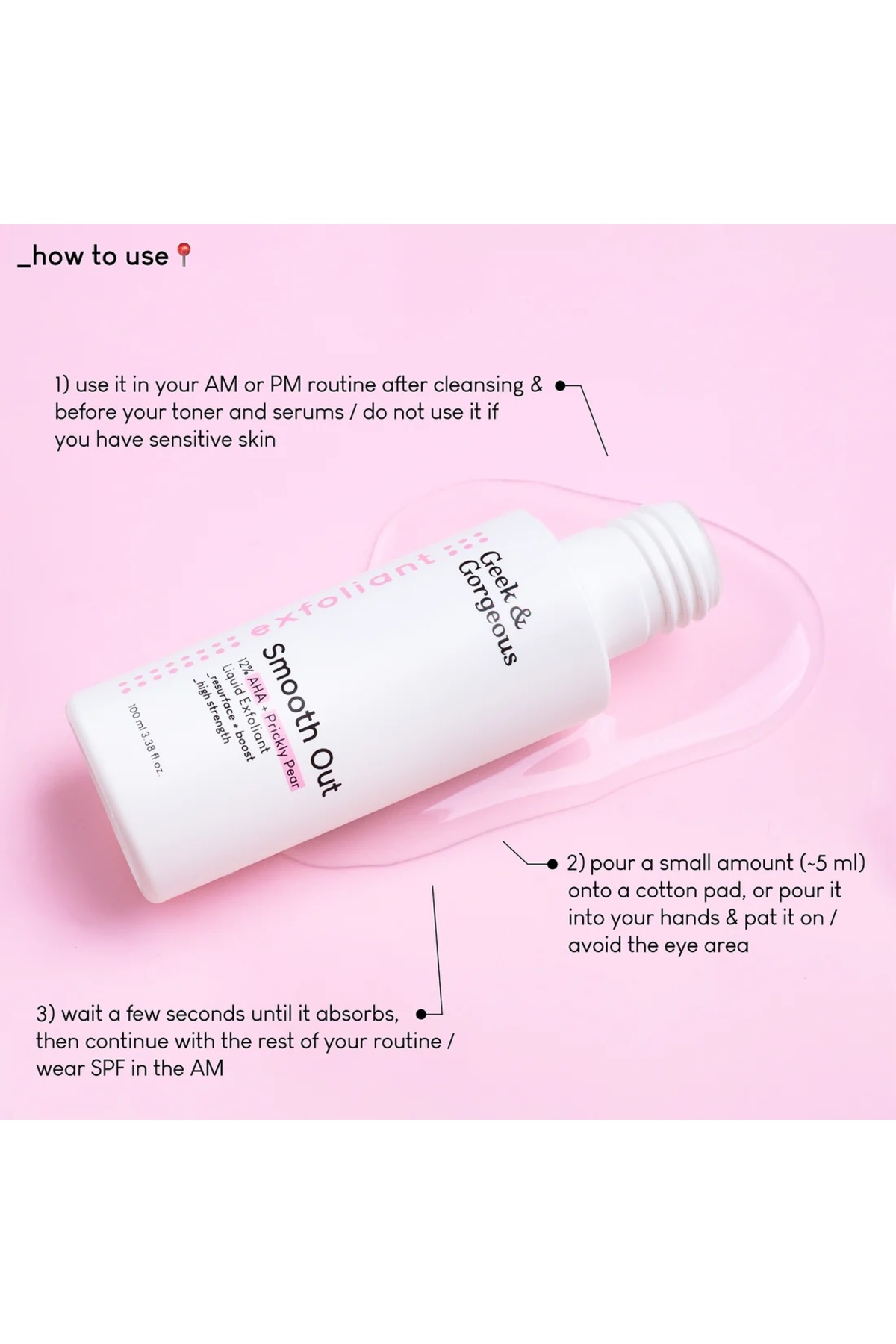 GEEK & GORGEOUS Smooth Out %10 Glikolik Asit & %2 Laktik Asit AHA Peeling Tonik – Yaşlanma ve Leke Karşıtı - Görsel 3