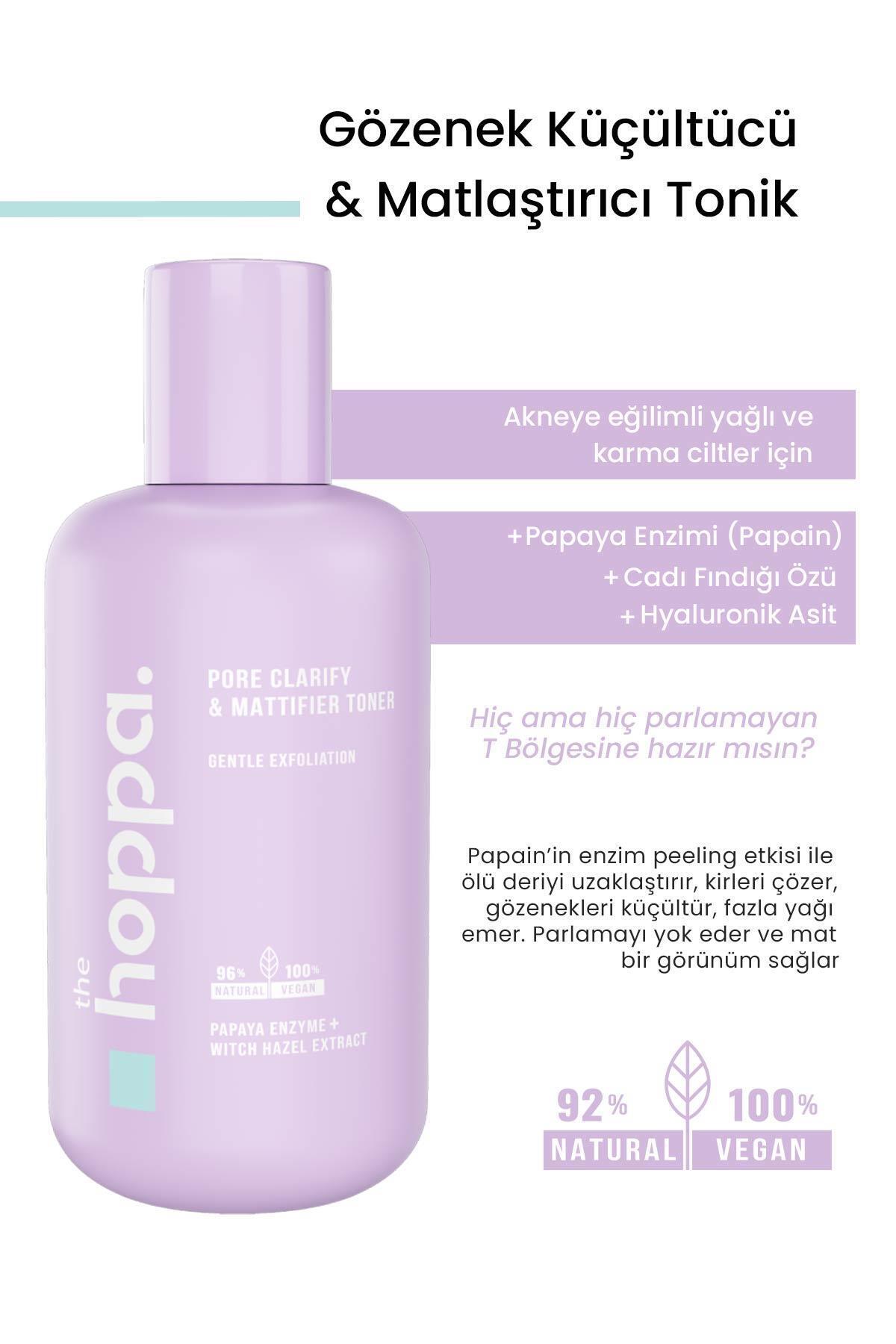 the hoppa. Gözenek Küçültücü & Matlaştırıcı Tonik Papaya Enzimi (Papain)+ Cadı Fındığı Özü + Hyaluronik Asit 25 - Görsel 2