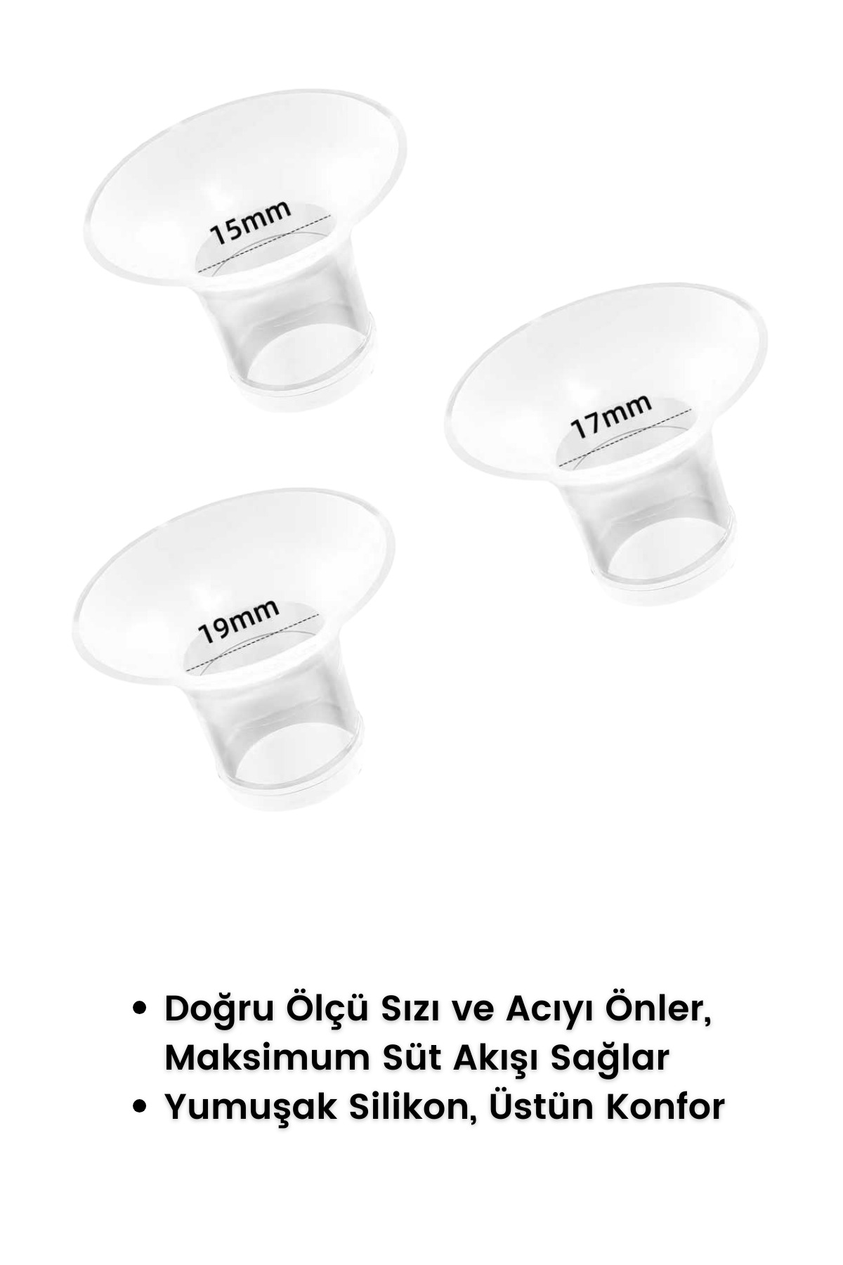 BEBEBAO Silikon Başlık Flanş Küçültücü 15-17-19 mm (P8 Pro Uyumlu) - Görsel 2