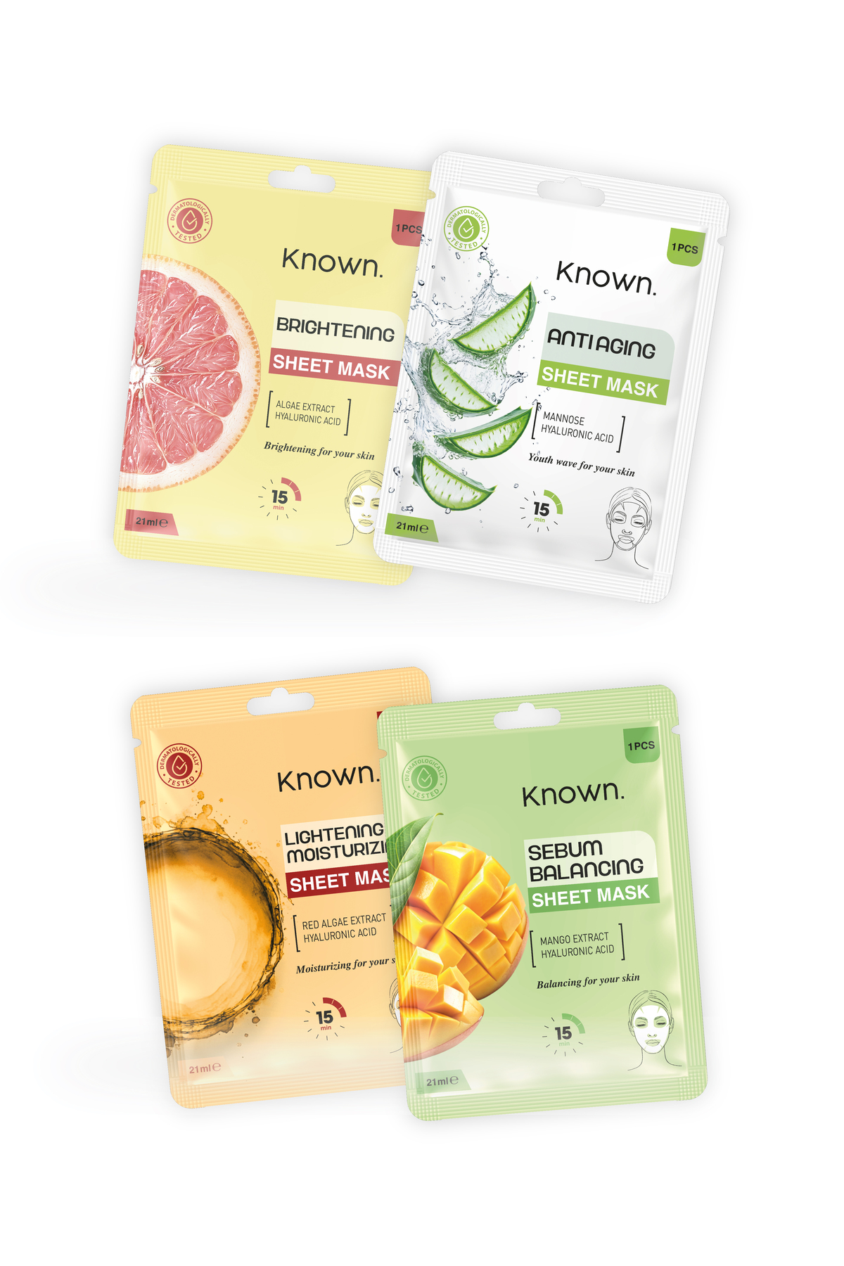 KNOWN. Known Yüz Maskesi Seti (Sebum Dengeleyici - Yaşlanma Karşıtı - Yoğun Nemlendirici - Leke Karşıtı )