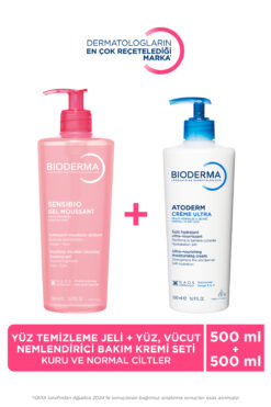 Bioderma Hassas, Normal ve Kuru Ciltler için Temizleme Jeli ve Nemlendirici Bakım Kremi 2'li Set