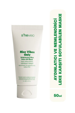 SHE VEC Aydınlatıcı, Leke Karşıtı ve Nemlendirici Soyulabilen Vegan Pirinç Maske 50 ml Rice Vibes Only
