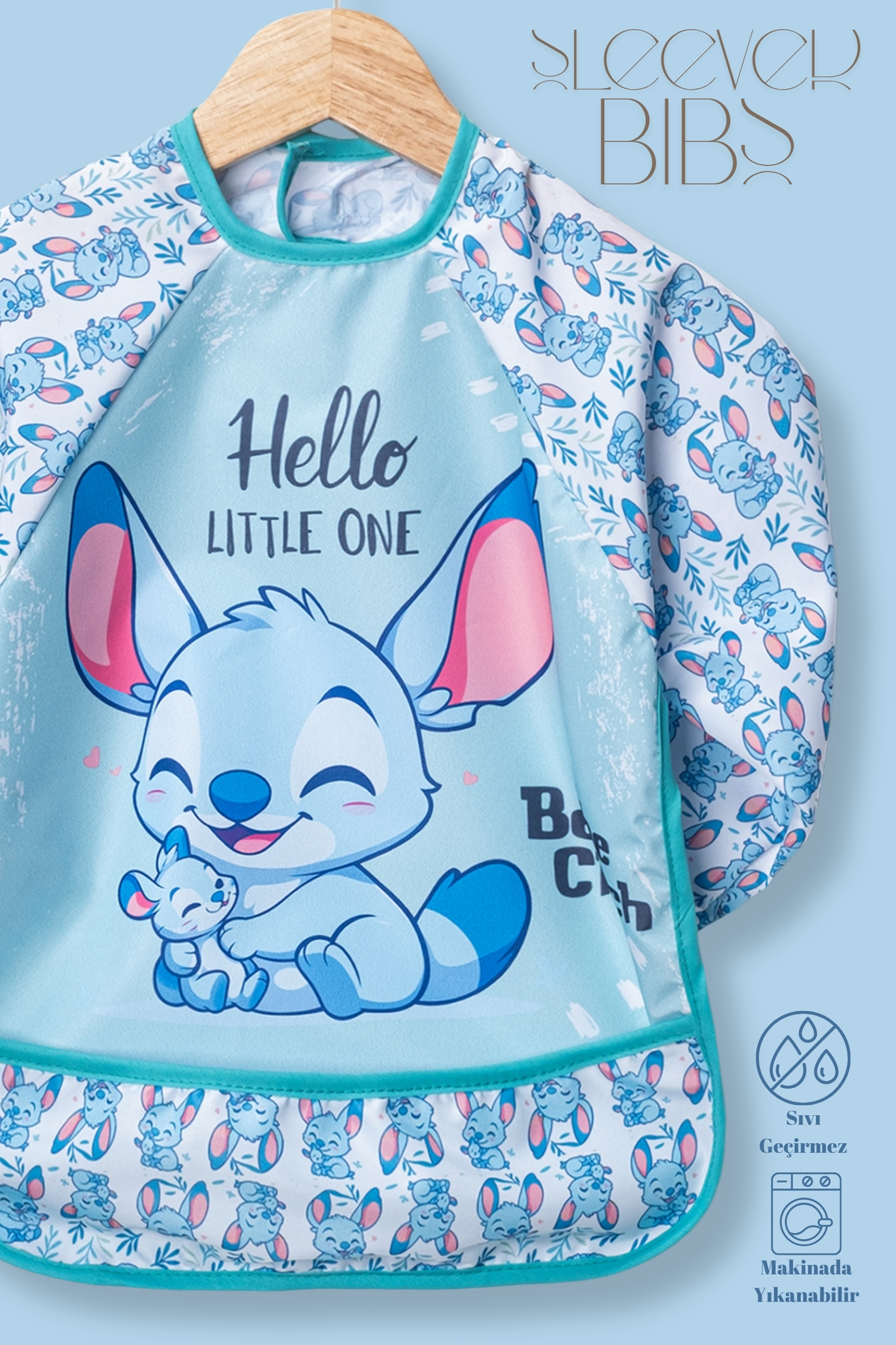 BibKing Uzun Kollu Giyilebilir Sıvı Geçirmez Aktivite ve Mama Önlüğü Su Geçirmez Bebek Önlük - Görsel 2