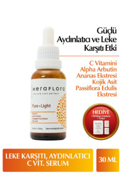 Heraflora Pure Light Aydınlatıcı, Leke Karşıtı Cilt Serumu 30 ml C Vitamini, Arbutin, Ananas Eks, Kojik Asit