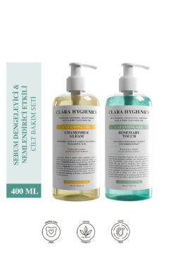 Clara Hygienics Çift Aşamalı Temizleyici Sebum Dengeleyici Vegan Yüz Ve Vücut Günlük Hijyen Seti