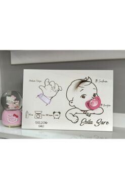 Ste Desing Kişiye Özel Bebeğimin İlk Saçı, Hastane Bilekliği, Doğum Bilgi Anı Panosu, Yeni Doğan Çerçeve