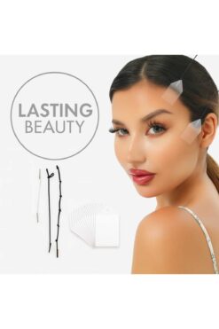 lasting beauty 40 Adet Ipli Kare Şeklinde Yüz Kaş Göz Boyun Germe Bantı Vücut Gerdirme Kaz Ayağı Kanza