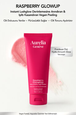 Aurelia Genève Raspberry GlowUp Instant LushGlow Vegan Exfoliator - Cildi Derinlemesine Arındıran & Işıltı Kazandır