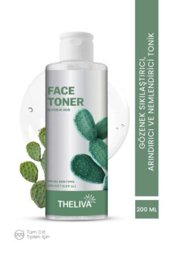 The Liva Kaktüs Özlü Leke Karşıtı Gözenek Sıkılaştırıcı Peeling Etkili Glikolik Asit Tonik Cilt Bakımı 200ml
