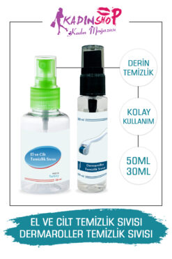 Kadınshop Dermaroller Dezenfektanı 30ml Cilt Dezenfektanı 50ml Antiseptik Sprey Dezenfektan Seti