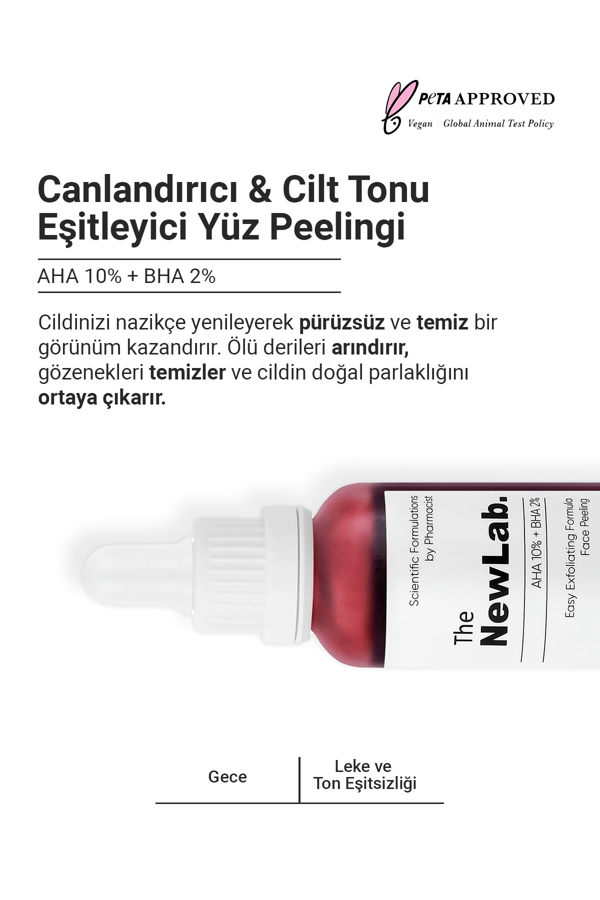 The NewLab Canlandırıcı & Cilt Tonu Eşitleyici Kırmızı Peeling Serum 30 ml (AHA 10% BHA 2%) - Görsel 2