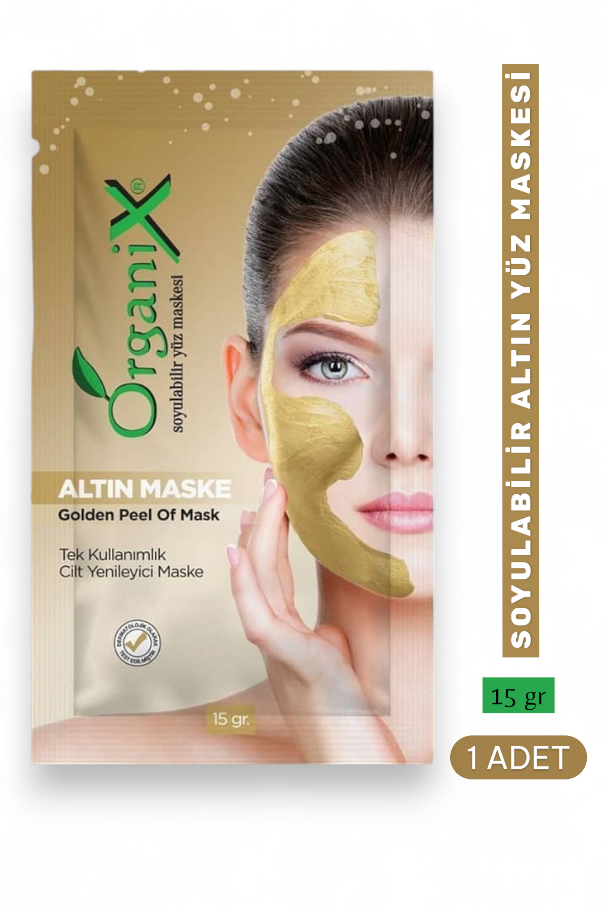 Organix Tek Kullanımlık Altın Maske - Cilt Yenileyici Soyulabilir Yüz Maskesi 15 gr - Görsel 2