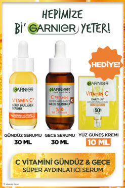 Garnier C Vitamini Parlak Serum Seti: Gece ve Gündüz Serumu (Niasinamid + Salisilik Asit) & Çanta Hediyeli