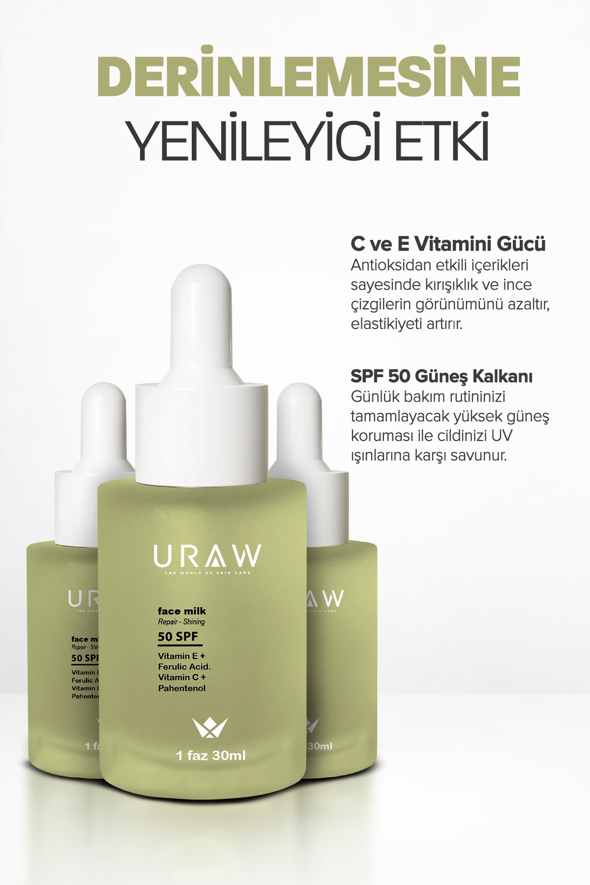 Uraw Face Milk ( Pürüzsüz Görünümü Destekleyen Yenileyici Cilt Bakım Serumu ( 30 ml ) - Görsel 2