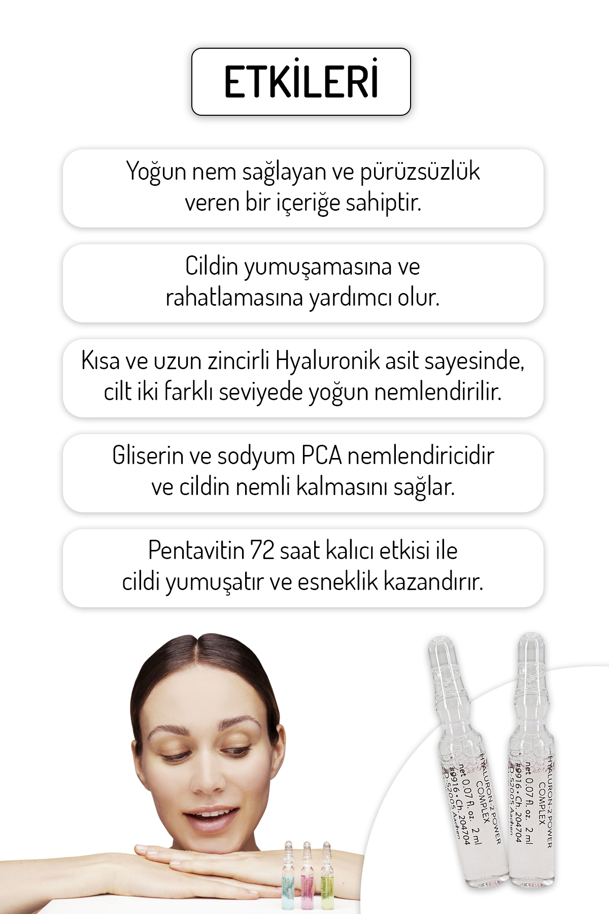 Skin Accents Yoğun Nemlendirici Yumuşatıcı Ampul Hyaluron Power Cilt Serumu 3 Adet Dermaroller Dermapen Serum - Görsel 2