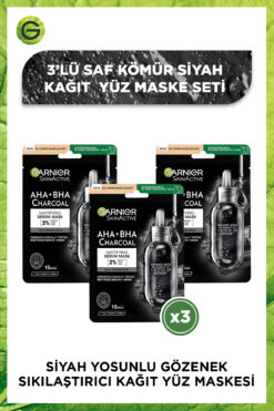 Garnier Siyah Yosunlu Gözenek Sıkılaştırıcı Kağıt Yüz Maskesi 3'lü Set 36005420971782