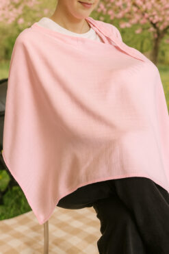 Pedimu Müslin Emzirme Önlüğü 60x100 cm – %100 Pamuk, Nefes Alabilen, Ayarlanabilir, - Pembe Renk