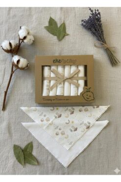 Anne&Bebek Devrez ORGANİK BEBEK AĞIZ MENDİLİ %100 PAMUK GÖKKUŞAĞI DESENLİ 20X20 CM 6'LI