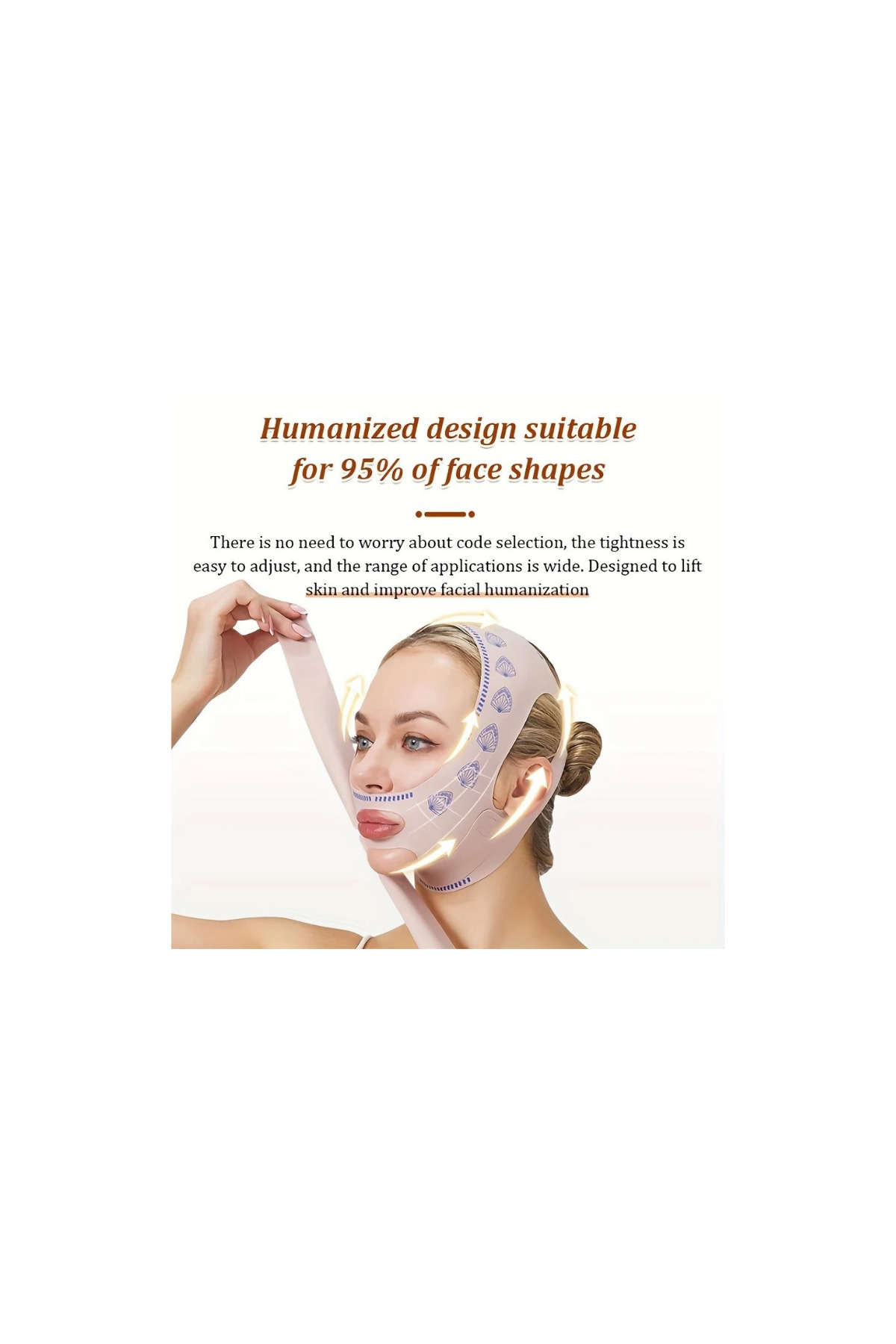 Trade Bazaar 1 adet V-Line Kaldırıcı Yüz Maskesi - , Kırışıklık Karşıtı Uyku Bandajı, Nefes Alabilir E - Görsel 3