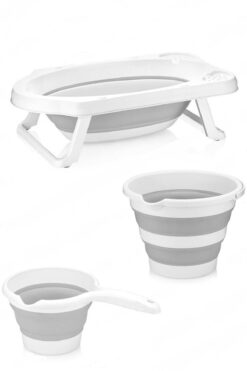 Genel Markalar Katlanır Bebek Yıkama Küvet Seti - Küvet & Kova & Maşrapa Gri Küvet Hooby Life