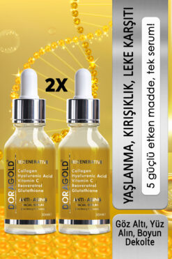 Doragold Yaşlanma Kırışıklık Leke Karşıtı Resveratrol Glutatyon C Vitamini Hyalüronik Asit Kolajen Serum 2’li