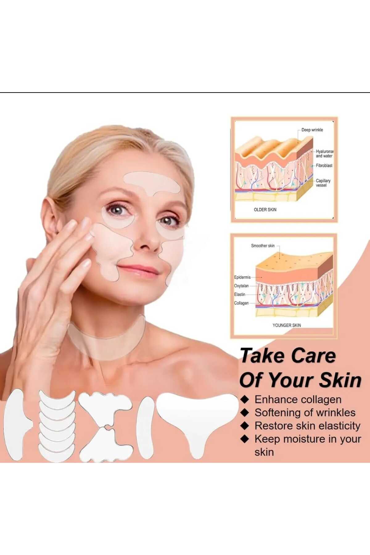 lasting beauty 11 Adet Silikon Kırışıklık Düzleştirici Yama Alın Göz Yüz Ve Cilt Bakım yüz germe bandı kaş germe - Görsel 2