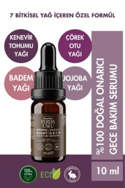 Ferda Uslu Premium Yoğun Nemlendirici Onarıcı Gece Serumu - Kenevir Tohumu Yağı 6 Etkili Doğal Yağ 10 ml