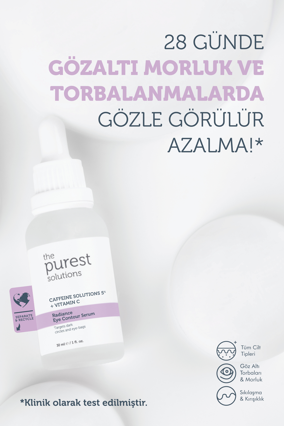 The Purest Solutions Göz Çevresi Bakım Seti, Kafein ve Retinol ile Aydınlık Göz Altı Görünümü, 2’li Set - Görsel 3