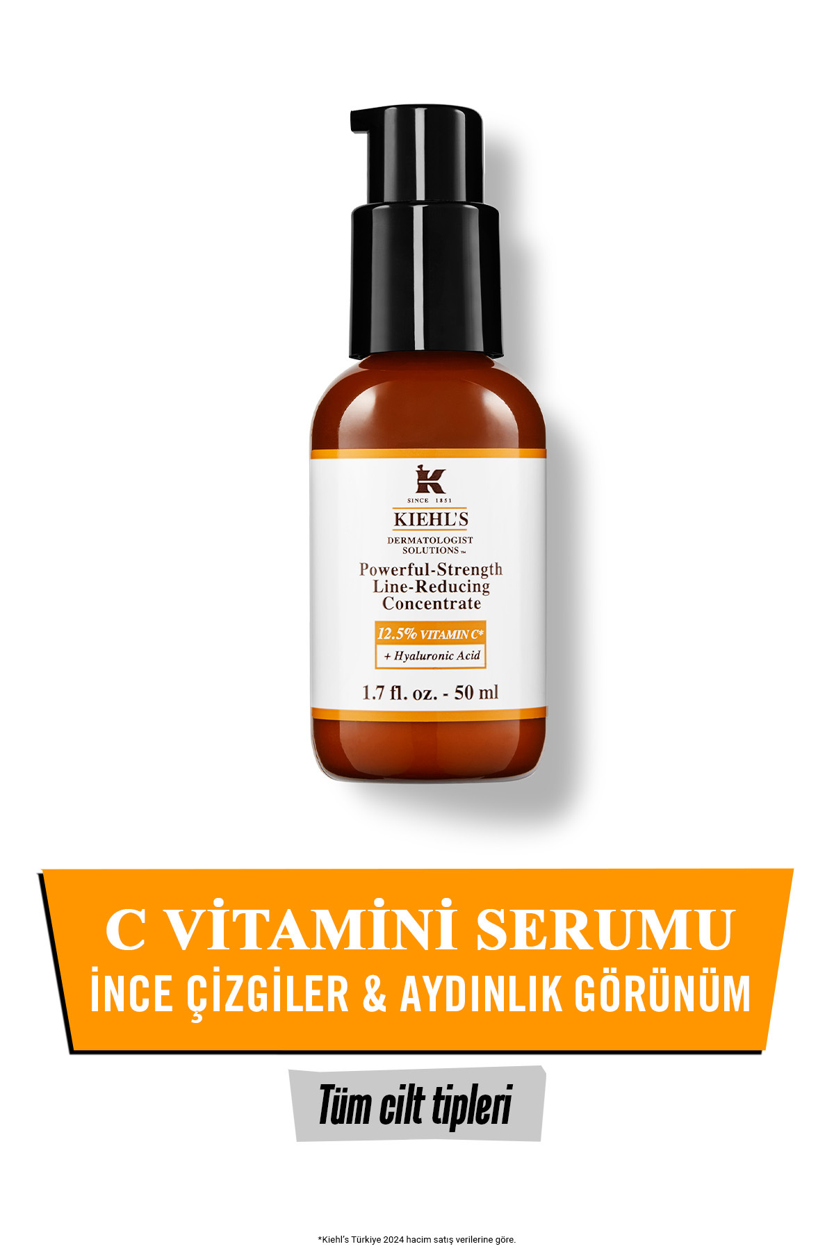 Kiehl's Powerful-Strength Kırışıklık Karşıtı Serum C Vitamini ve Hyalüronik Asit İçeriğiyle 50 ml
