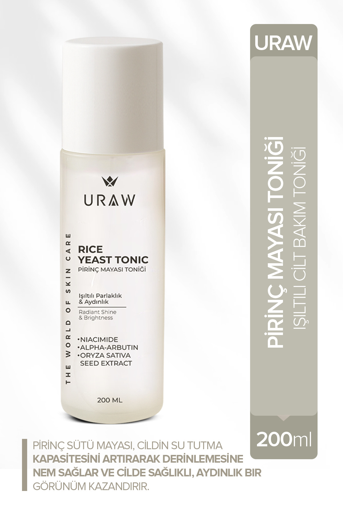 Uraw Beyazlatıcı, Aydınlatıcı ve Leke Karşıtı Cilt Toniği | Pirinç Mayası Tonik
