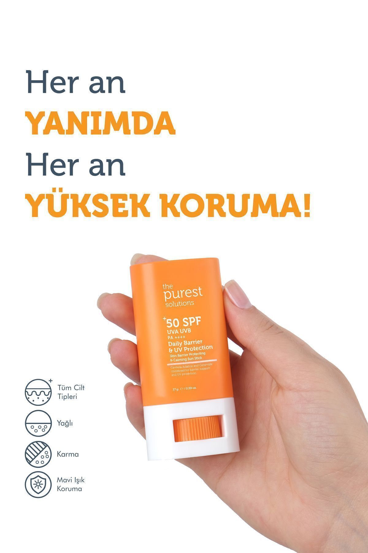 The Purest Solutions Stick SPF 50, Bariyer Onarıcı & Yatıştırıcı Güneş Koruyucu - Görsel 3