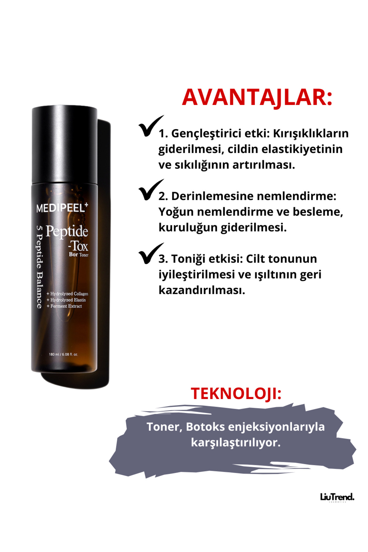 Medipeel Peptide-tox Bor Toner 180 ml Peptit Kompleksi Içeren Lifting Toner M0480 - Görsel 3