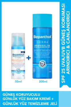 Bepanthol Nemlendiric Spf25 Günlük Yüz Bakım Kremi 50ml & Yüz Temizleme Jeli 200ml - Günlük Yoğun Nemlendirici