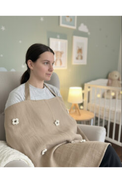 Bond and Bestie Müslin Emzirme Örtüsü Ayarlanabilir Askılı, Sırt Kısmı Lastikli, %100 Pamuk Müslin, Çiçek Desenli