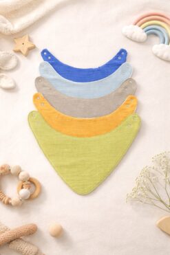 Enhitbaby %100 Pamuk Sıvı Geçirmez Oval Fular Önlük 5'li Set