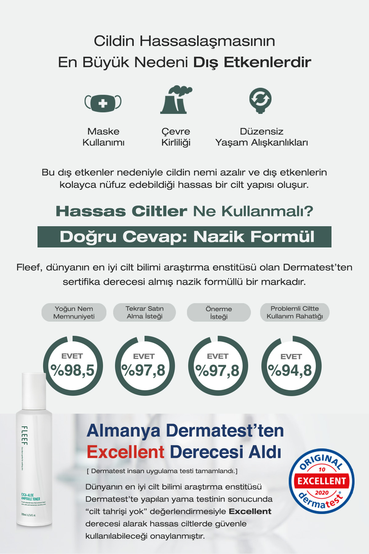 Dashu Hassas Ciltlere Nem ve Nazik Bakım Sunan Tonik Fleef Cica-Aloe Ampoule Toner - Görsel 3