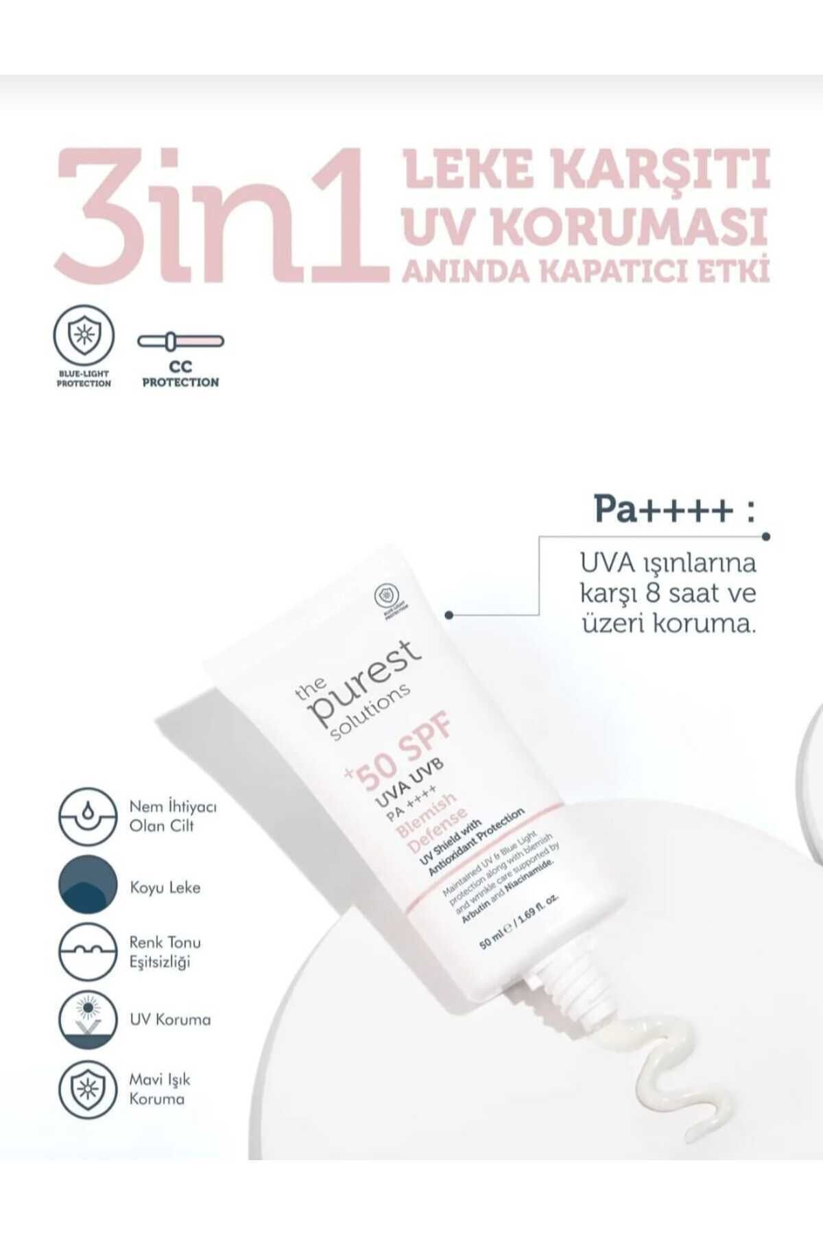 the purest solu Leke Karşıtı ve Cilt Tonu Eşitleyici Renkli Güneş Koruyucu Krem SPF 50, 50 ml - Görsel 2
