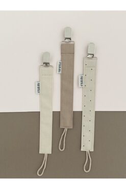 KARAMİLA 3’lü Set Bebek Emzik Askısı - Emzik Zinciri - Emzik Tutacağı Kahve Tonlar