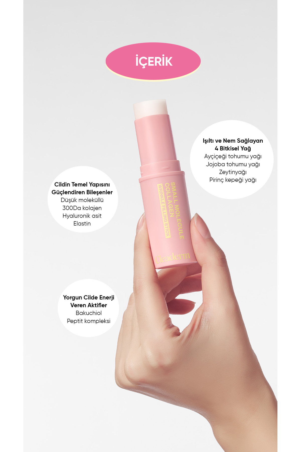 Cleaderm Nemlendirici ve Kırışıklık Karşıtı Stick Balm Collagen Filling Stick - Görsel 3