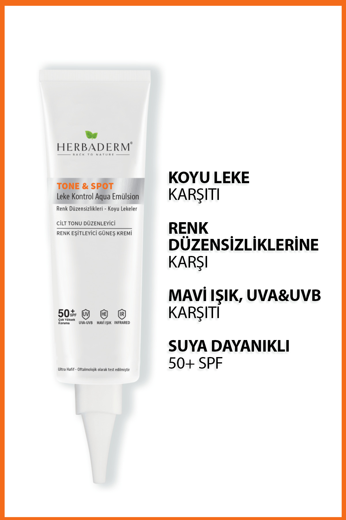 Herbaderm Tone&spot, Lekeli Ciltler Için Nemlendirici Güneş Kremi, Mavi Işık, Uva,uvb 50 Spf Renksiz - Görsel 3