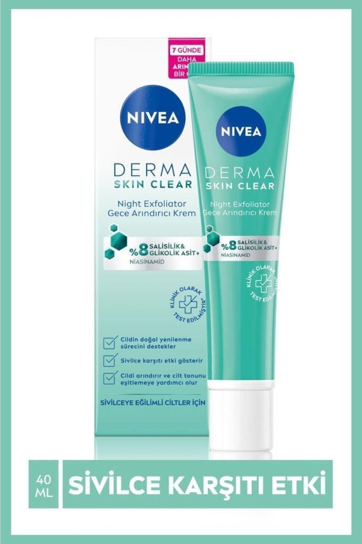 NIVEA Derma Skin Clear Night Exfoliator Sivilce Karşıtı Gece Arındırıcı Krem**40ml, Ve Salisilik Asit - Görsel 2