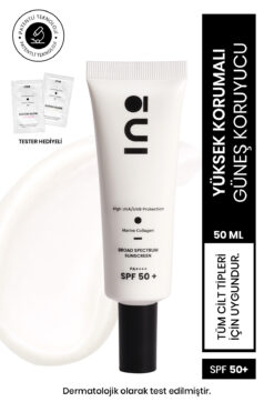 INO Beauty SPF50+ Yüz Güneş Kremi Yüksek Korumalı 00 Clear 50ml (Saf Kolajen)
