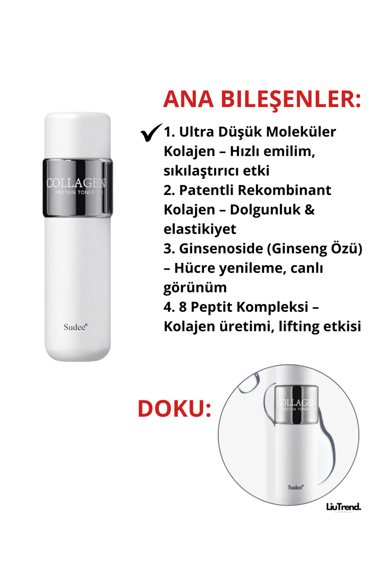 Sudee Collagen Protein Toner 150 ml Nemlendirici ve Besleyici Kolajen Tonik - Görsel 2